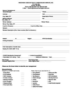 New member form 2018 | Wisconsin Association of Campground Owners